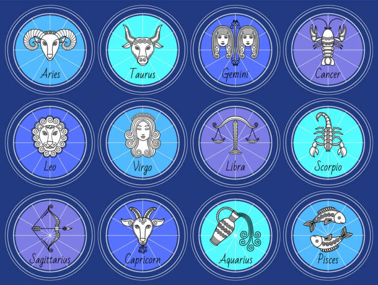 Astrological collection, vector 12 zodiac signs